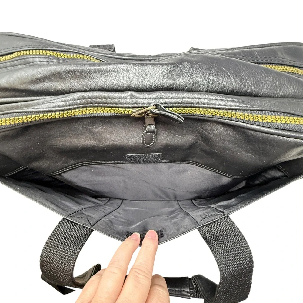 New Main Line Masters Golf Briefcase Mens Black Leather Messenger Bag 6116